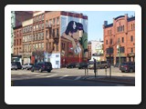 'Handle with Care' by D-Face in Williamsburg on corner of South 6th Street and Broadway, 2012.